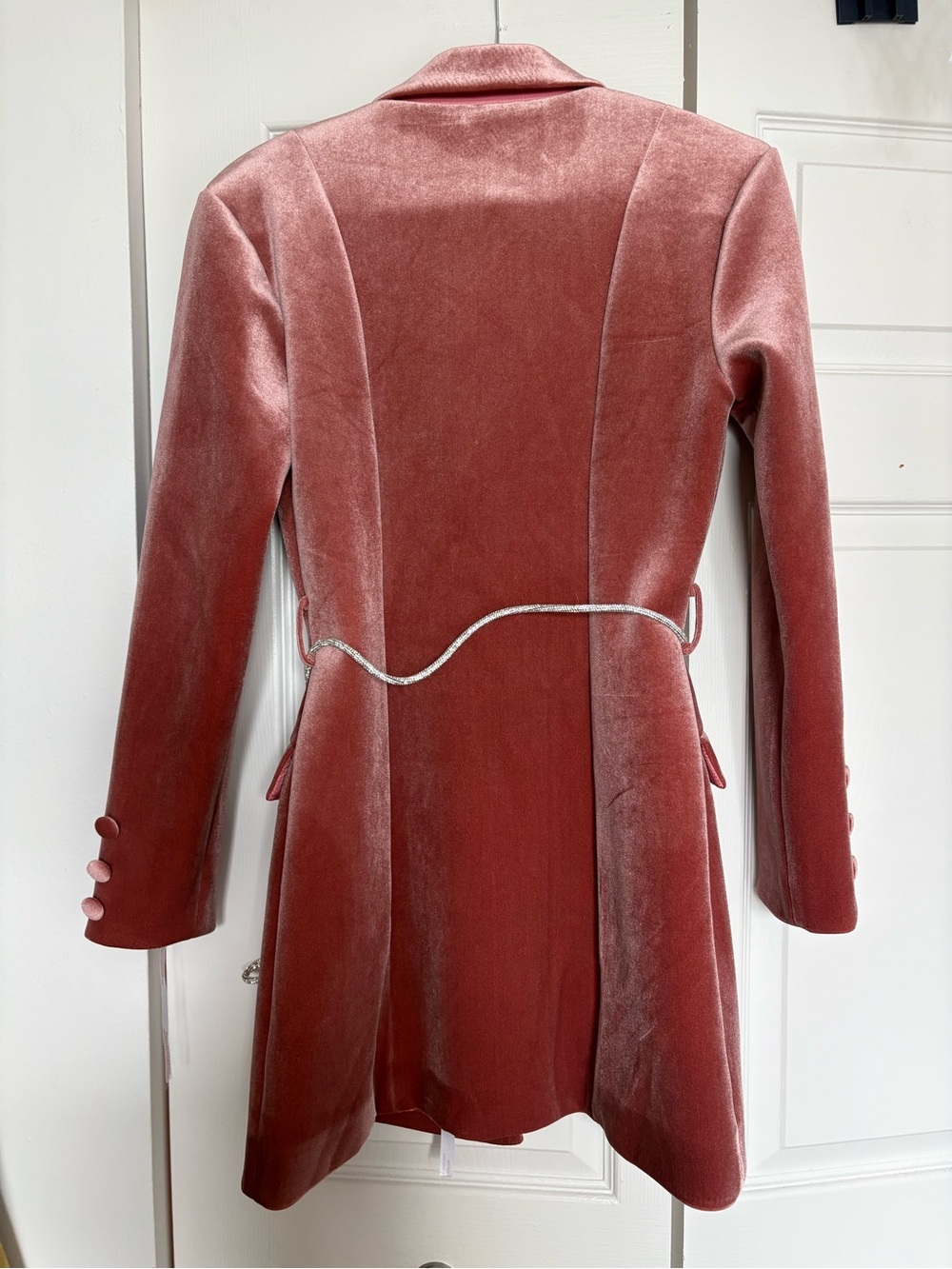 Missguided Dusty Rose Velvet Double-Breasted Blazer dress size US 4 - Picture 4 of 4